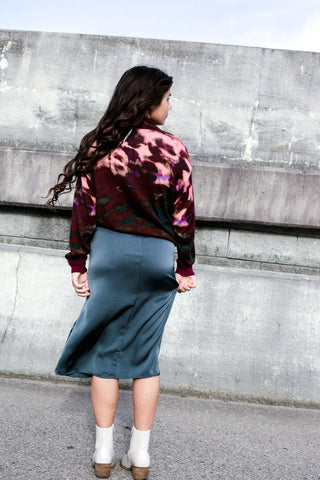 Simone Teal Satin Skirt